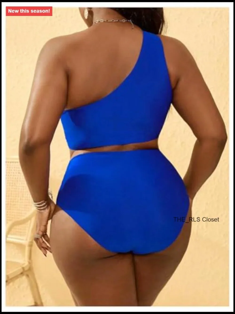 Plus Size Ring Bikini Set One Shoulder High Waist Cut Out Two Piece Swimsuit